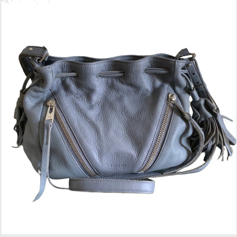 LINEA PELLE Ryan Slate Drawstring Bucket Crossbody Bag Slight Damage PLEASE READ - Picture 4 of 10